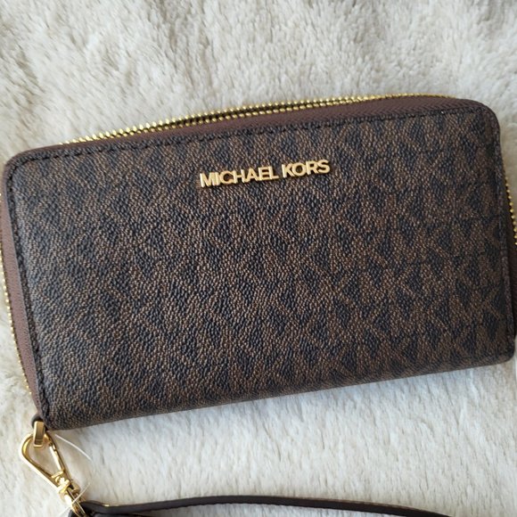 Michael Kors Jet Set Travel Large Flat Phone Case Brown - Picture 6 of 8